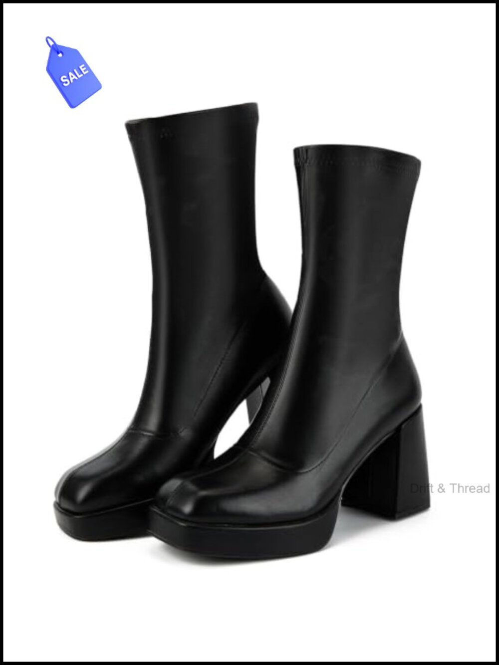 Women's Square Toe Chunky Heel Platform Ankle Boots